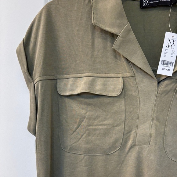New York & Company Tops - New York & Company Olive Button Down Shirt
